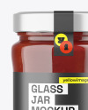 Clear Glass Jar with Red Sauce Mockup