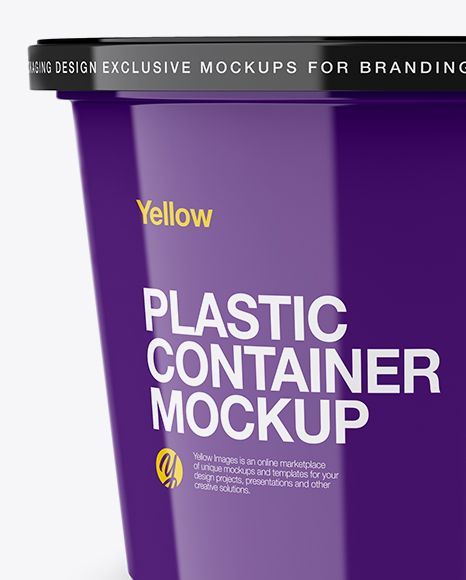 Glossy Plastic Container Mockup - Front View