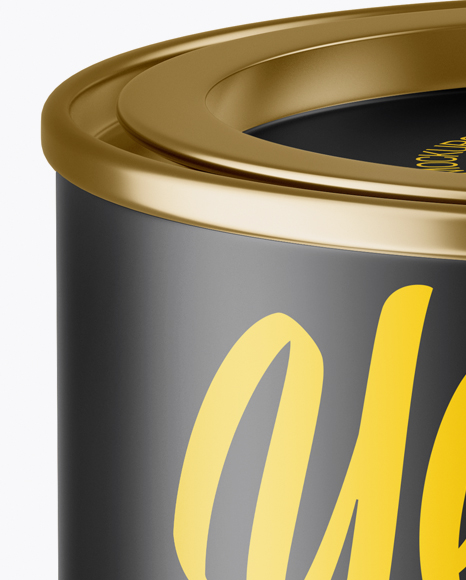 Metallic Storage Jar with Paper Label Mockup (High-Angle Shot)