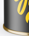 Metallic Storage Jar with Paper Label Mockup (High-Angle Shot)