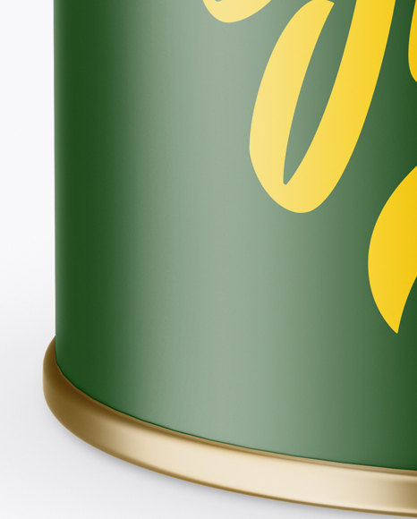 Matte Metallic Storage Jar with Paper Label Mockup (High-Angle Shot)