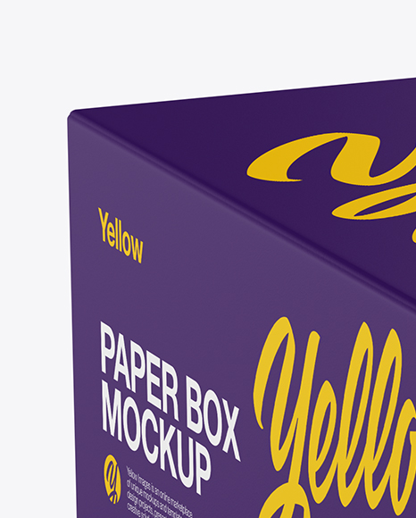 Paper Box Mockup - Half Side View (High-Angle Shot)