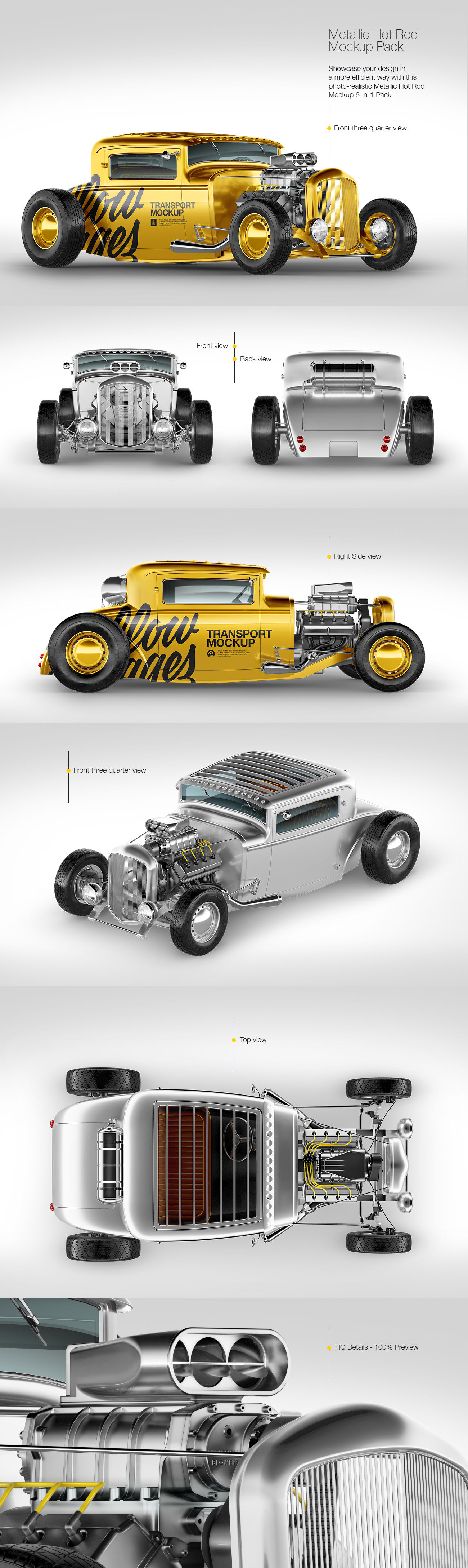 Metallic Hot Rod Mockup Pack