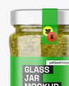 Clear Glass Jar with Pesto Sauce Mockup