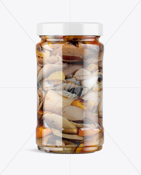 Clear Glass Jar with Mushrooms Mockup