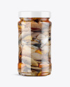 Clear Glass Jar with Mushrooms Mockup