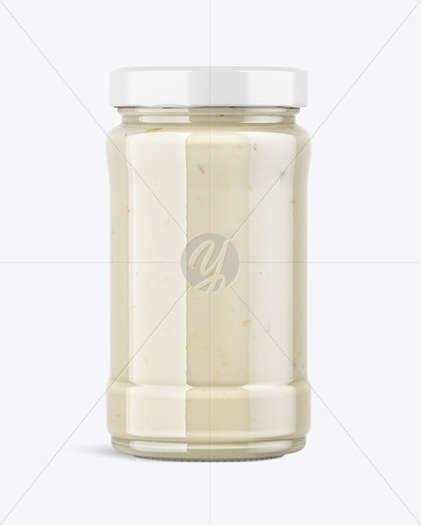 Clear Glass Jar with Tar Tar Sauce Mockup