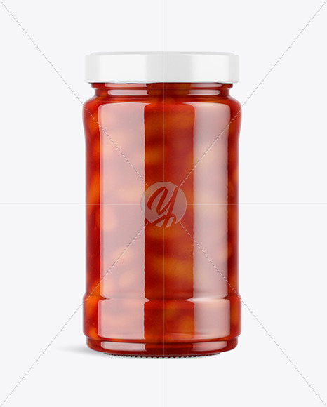 Clear Glass Jar with Beans Mockup