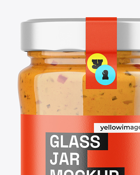 Clear Glass Jar with Chipotle Sauce Mockup