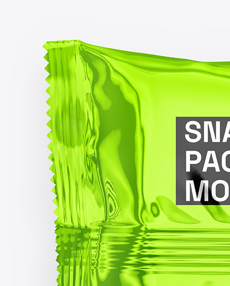 Glossy Metallic Snack Package Mockup