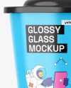 Glossy Plastic Cup with Straw Mockup