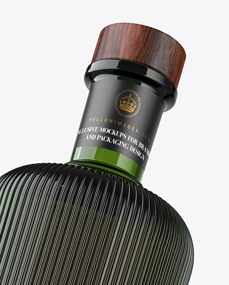 Green Glass Whisky Bottle Mockup