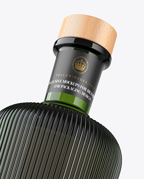 Green Glass Whisky Bottle Mockup