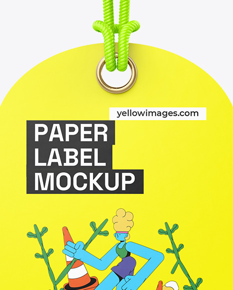 Paper Label With Rope Mockup