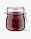 Glass Raspberry Jam Jar With Clamp Lid Mockup