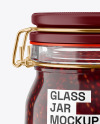 Glass Raspberry Jam Jar With Clamp Lid Mockup