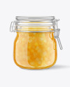 Glass Pear Jam Jar With Clamp Lid Mockup