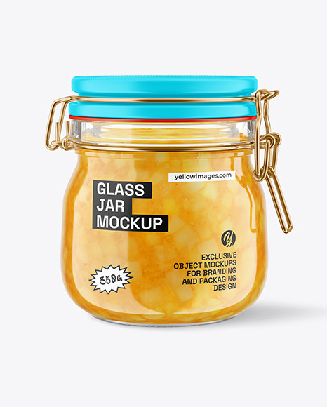 Glass Pear Jam Jar With Clamp Lid Mockup