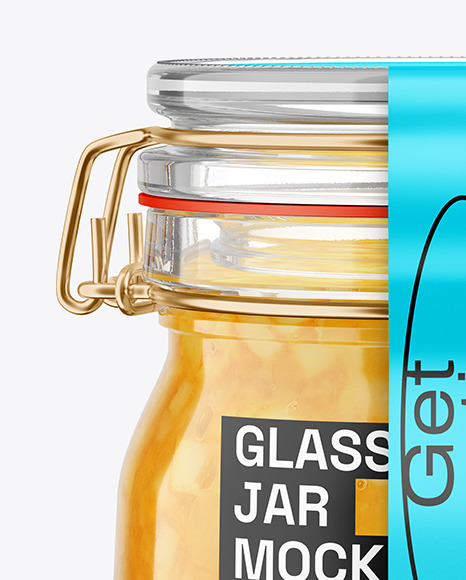 Glass Pear Jam Jar With Clamp Lid Mockup