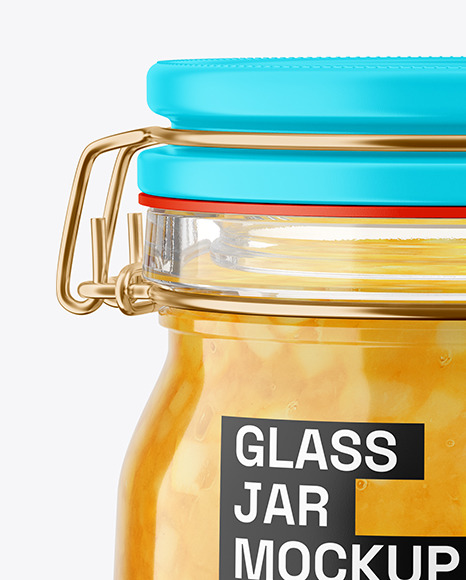 Glass Pear Jam Jar With Clamp Lid Mockup