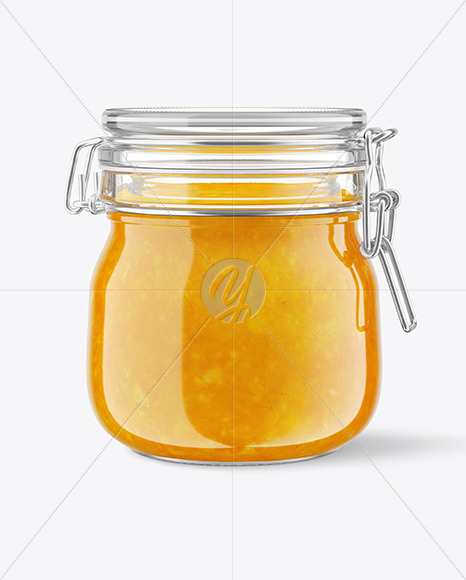 Glass Orange Jam Jar With Clamp Lid Mockup