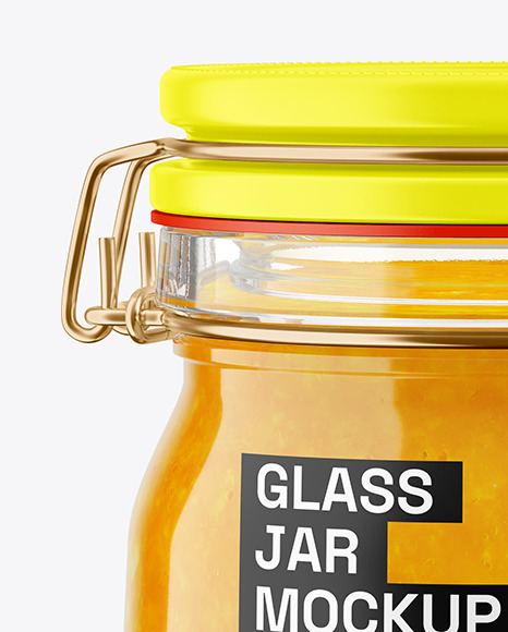 Glass Orange Jam Jar With Clamp Lid Mockup