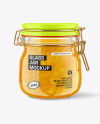 Glass Mango Jam Jar With Clamp Lid Mockup