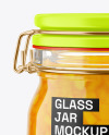 Glass Mango Jam Jar With Clamp Lid Mockup