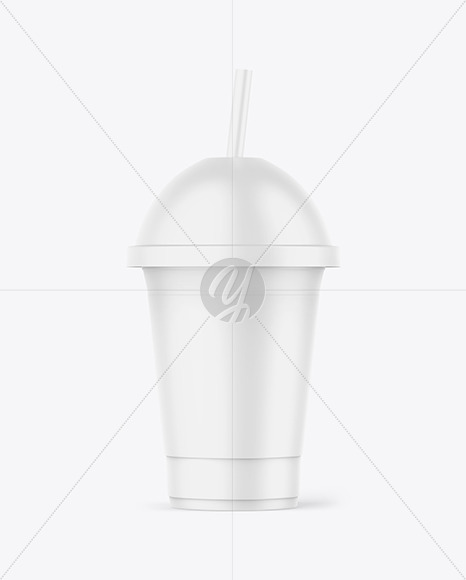 Matte Cup With Straw Mockup