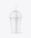 Matte Cup With Straw Mockup