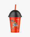 Matte Cup With Straw Mockup