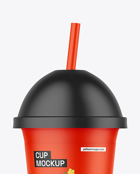 Matte Cup With Straw Mockup