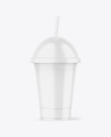 Glossy Cup With Straw Mockup