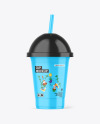 Glossy Cup With Straw Mockup