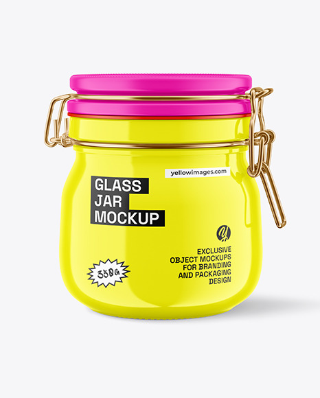 Glossy Jar With Clamp Lid Mockup