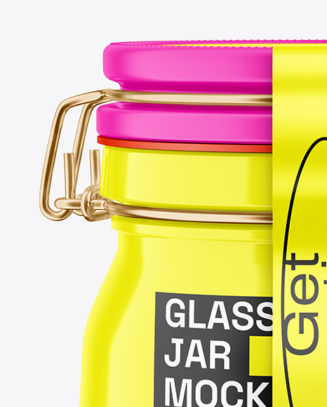 Glossy Jar With Clamp Lid Mockup