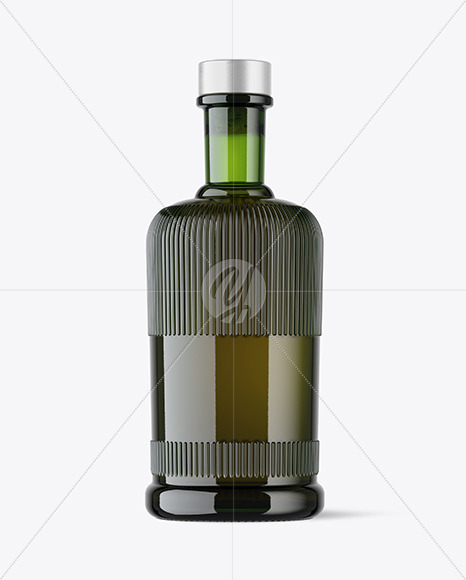 Green Glass Whisky Bottle Mockup