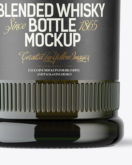 Green Glass Whisky Bottle Mockup