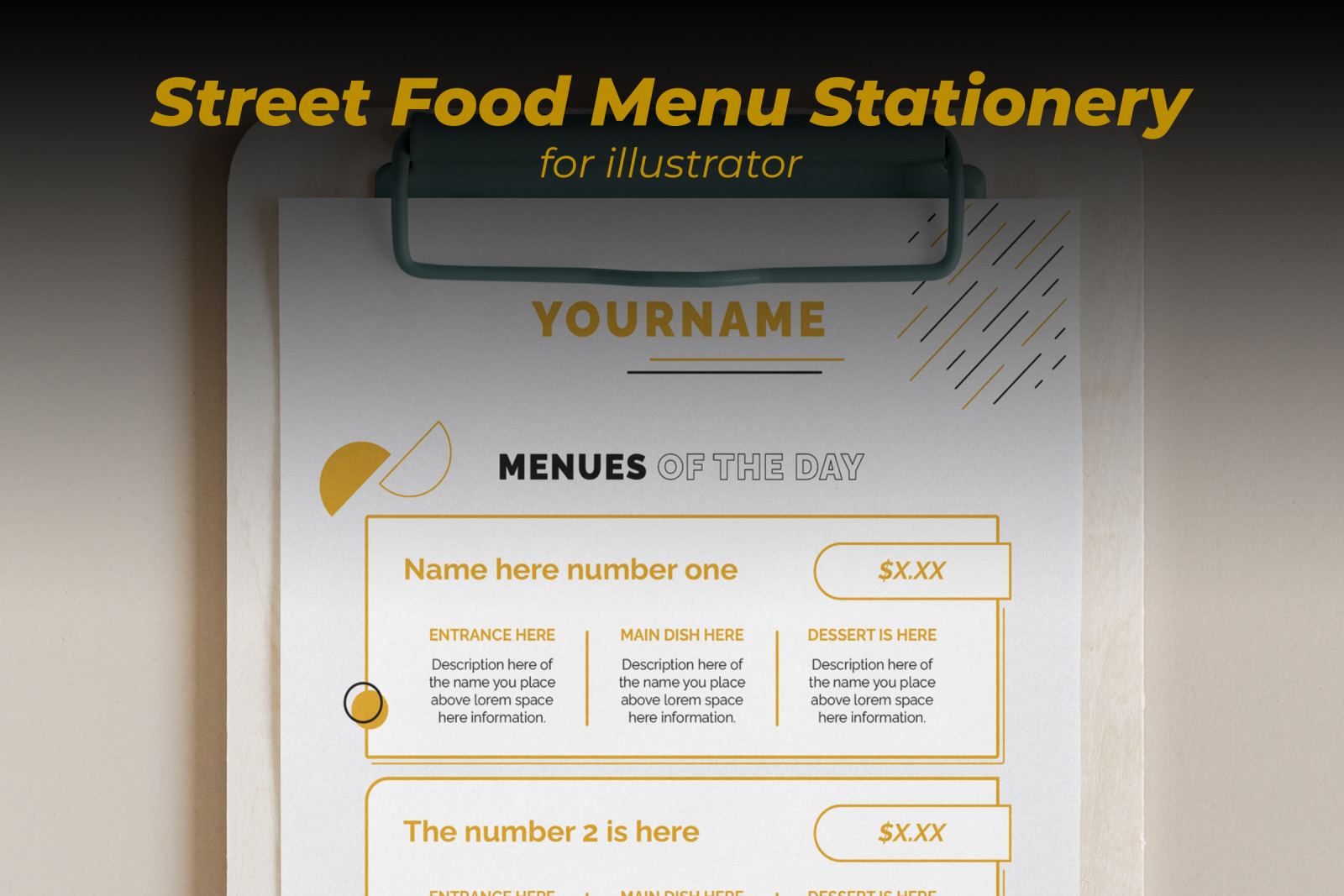 Urban Modern Food Menu Stationery