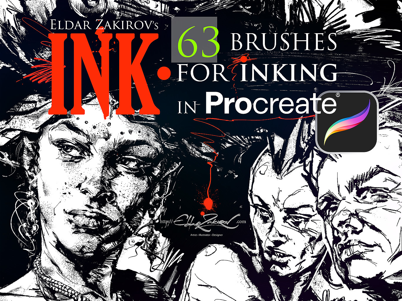 INK. for Procreate: 63 Brushes for realistic Inking