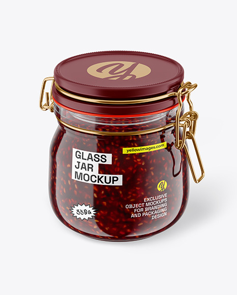 Glass Raspberry Jam Jar With Clamp Lid Mockup - Free Download Images