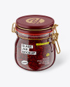 Glass Raspberry Jam Jar With Clamp Lid Mockup