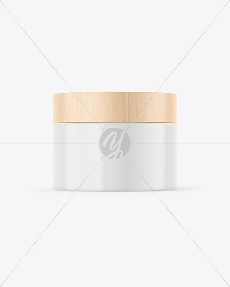 Glossy Jar W/ Wooden Cap Mockup