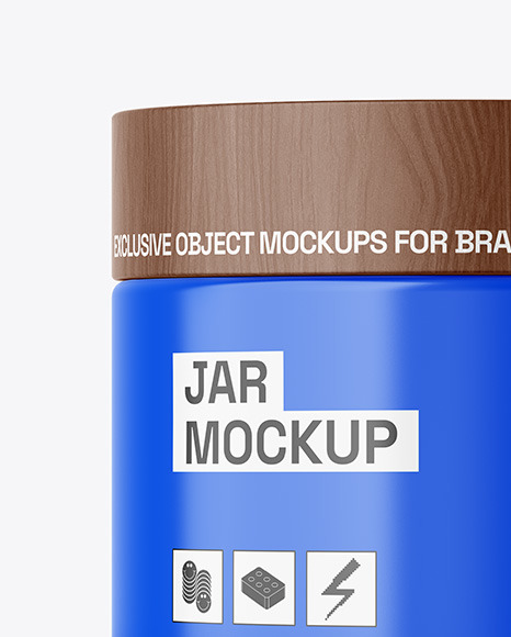 Glossy Jar W/ Wooden Cap Mockup