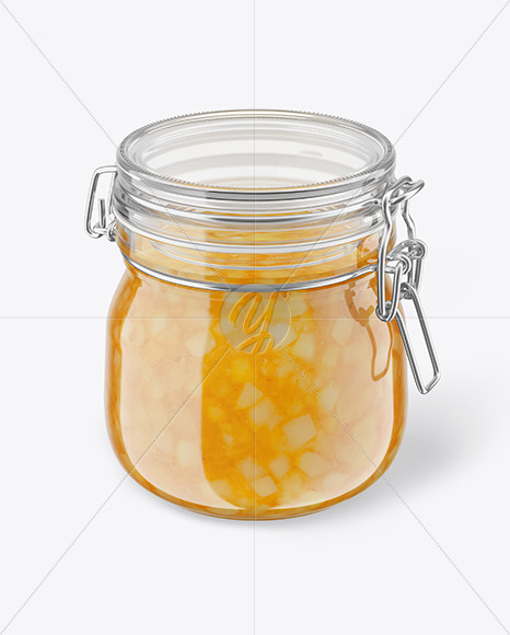 Glass Pear Jam Jar With Clamp Lid Mockup