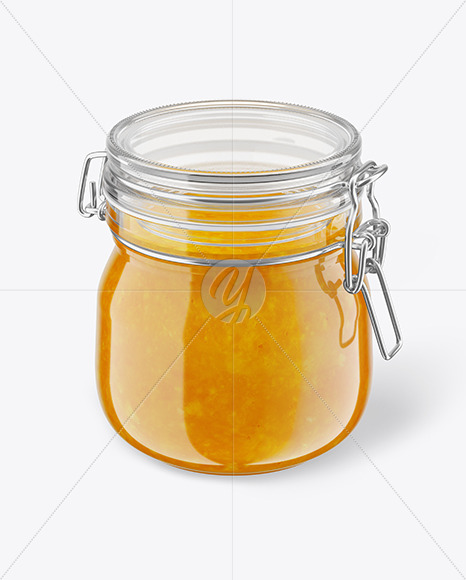 Glass Orange Jam Jar With Clamp Lid Mockup