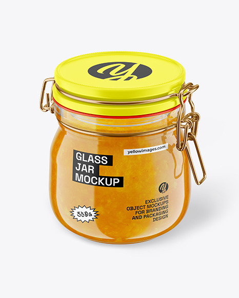 Glass Orange Jam Jar With Clamp Lid Mockup