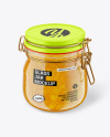 Glass Mango Jam Jar With Clamp Lid Mockup