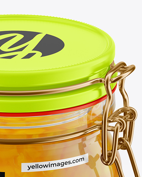 Glass Mango Jam Jar With Clamp Lid Mockup