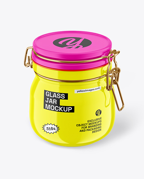 Glossy Jar With Clamp Lid Mockup Glossy Jar With Clamp Lid Mockup